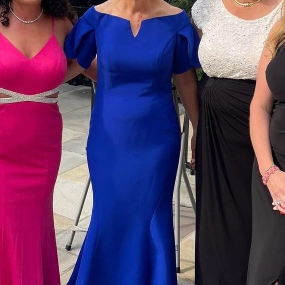 Janique Royal Blue Off-Shoulder Gown